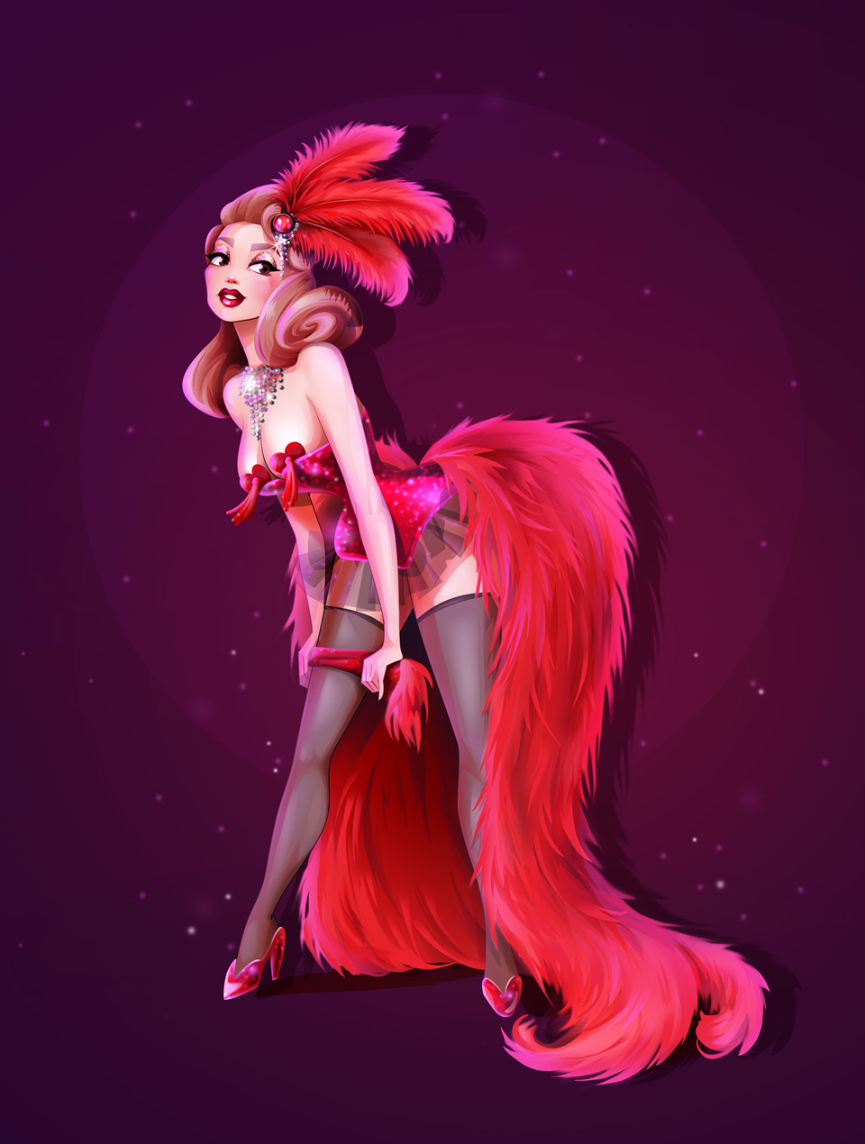 digital dancer Illustrator Burlesque photoshop Character design  ILLUSTRATION  2D vector art