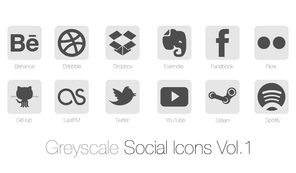 icons social greyscale