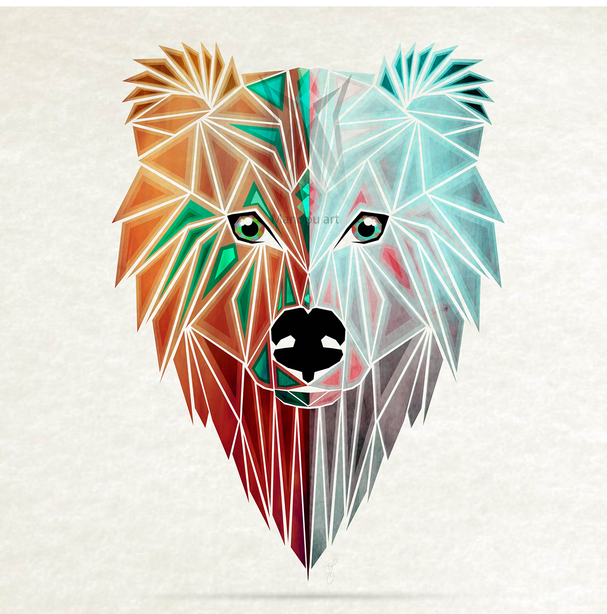 bear Polarbear animal géométrique geometric shape abstract triangle wild savage season ours face