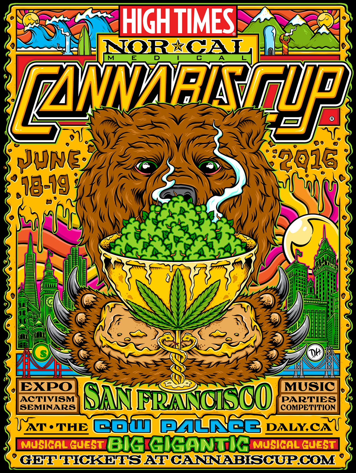 cannabis cup High Times Magazine High Times san francisco San Bernardino denver slightly stoopid seattle amsterdam poster art digital painting Digital Inking Dane Holmquist DH seedless clothing