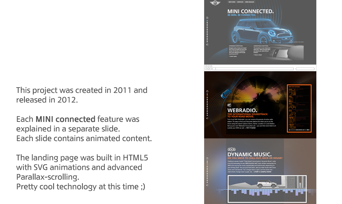 Webdesign landingpage microsite BMW parallax html5 svg
