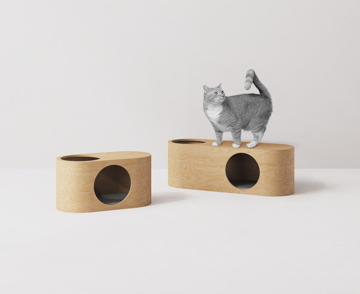 Cat cathouse pets plywood product design  plywood furniture cats wood furniture coffee table Cat house