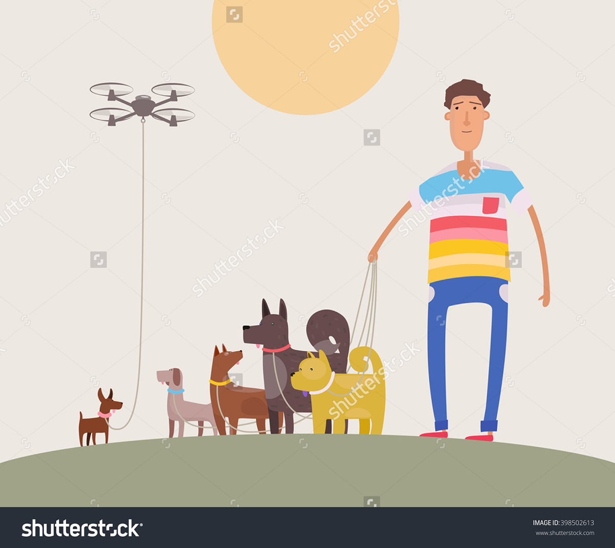 The walk of a man with dogs. Drone walking a dog. on Behance