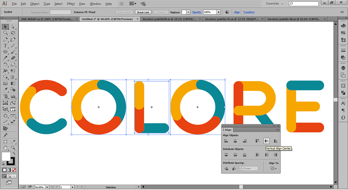 Typeface flat design colorful vector font free download template color palettes