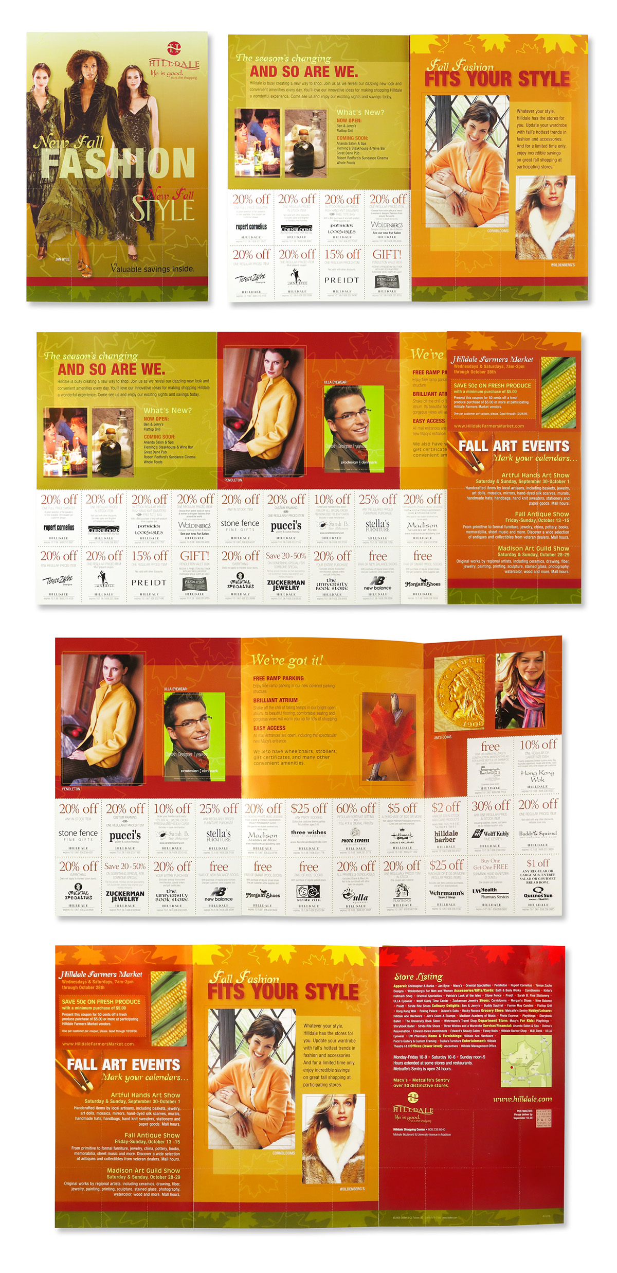 directmail Coupons Fall fallfashion green orange red fallcolors ads Promotion campaign