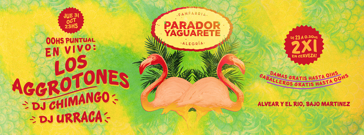 tu vieja flyers parador yaguareté beach Tropical party