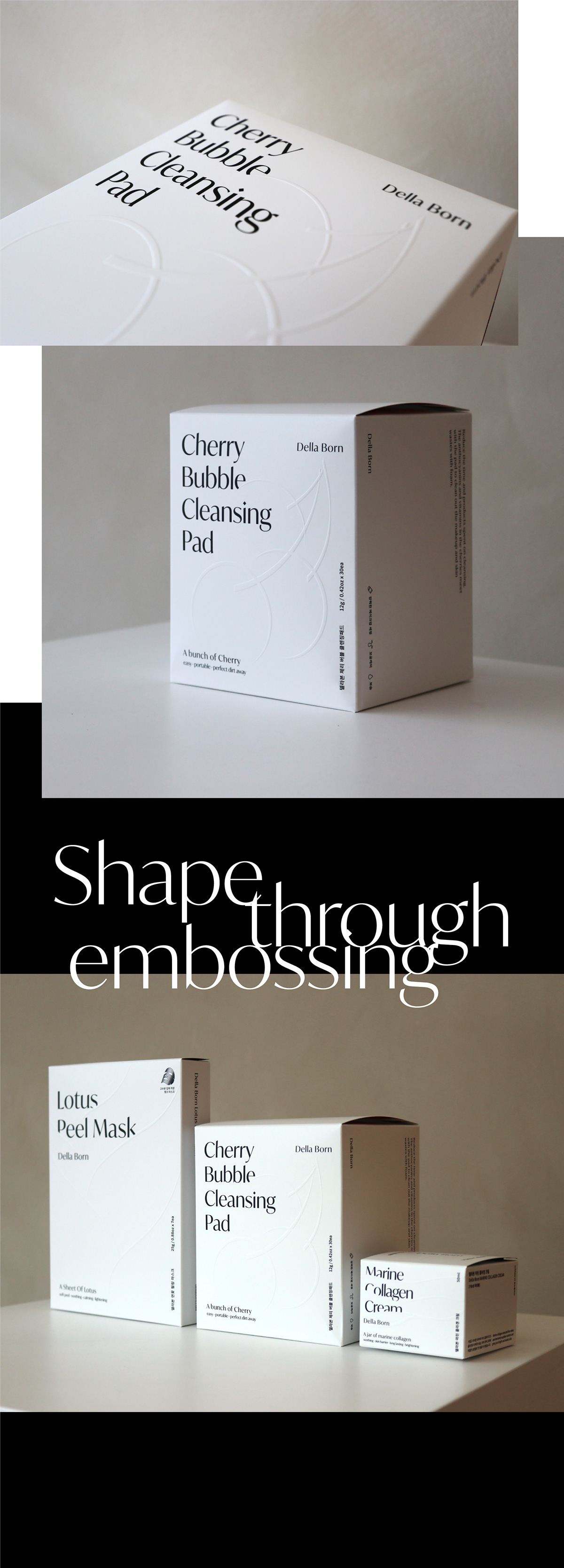 Cosmetic embossing Overlapping package skincare wvdesign