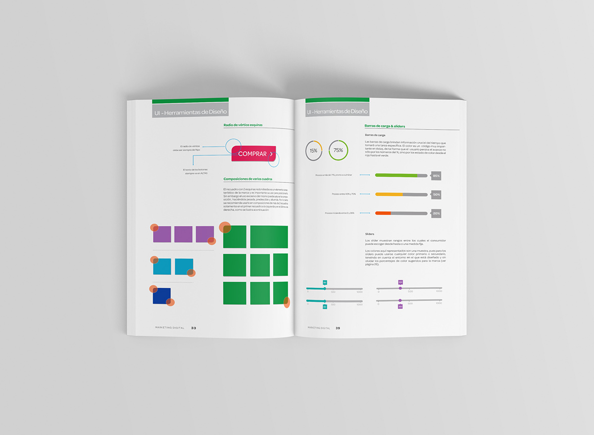 Bank Brand Guideline green Manual de Marca guideline book branding guideline icons Logo Banco manual digital