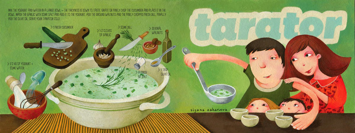 illustrated recipes infographics apple tea  Tarator broccoli Tart