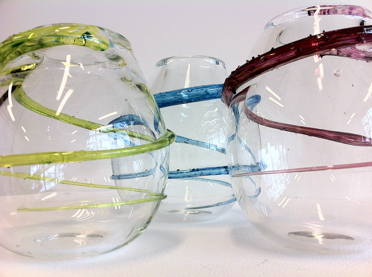 glass glass blowing  Glass vessels  glass art crystals amethyst peridot aquamarine