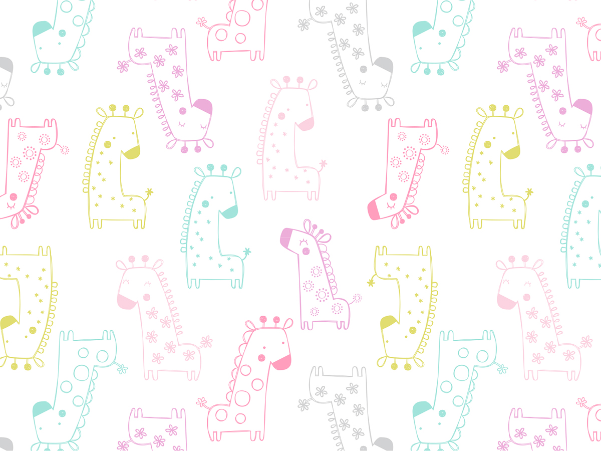 baby girl giraffe cute whimsical modern multi-color pink stylized kids hello sayings