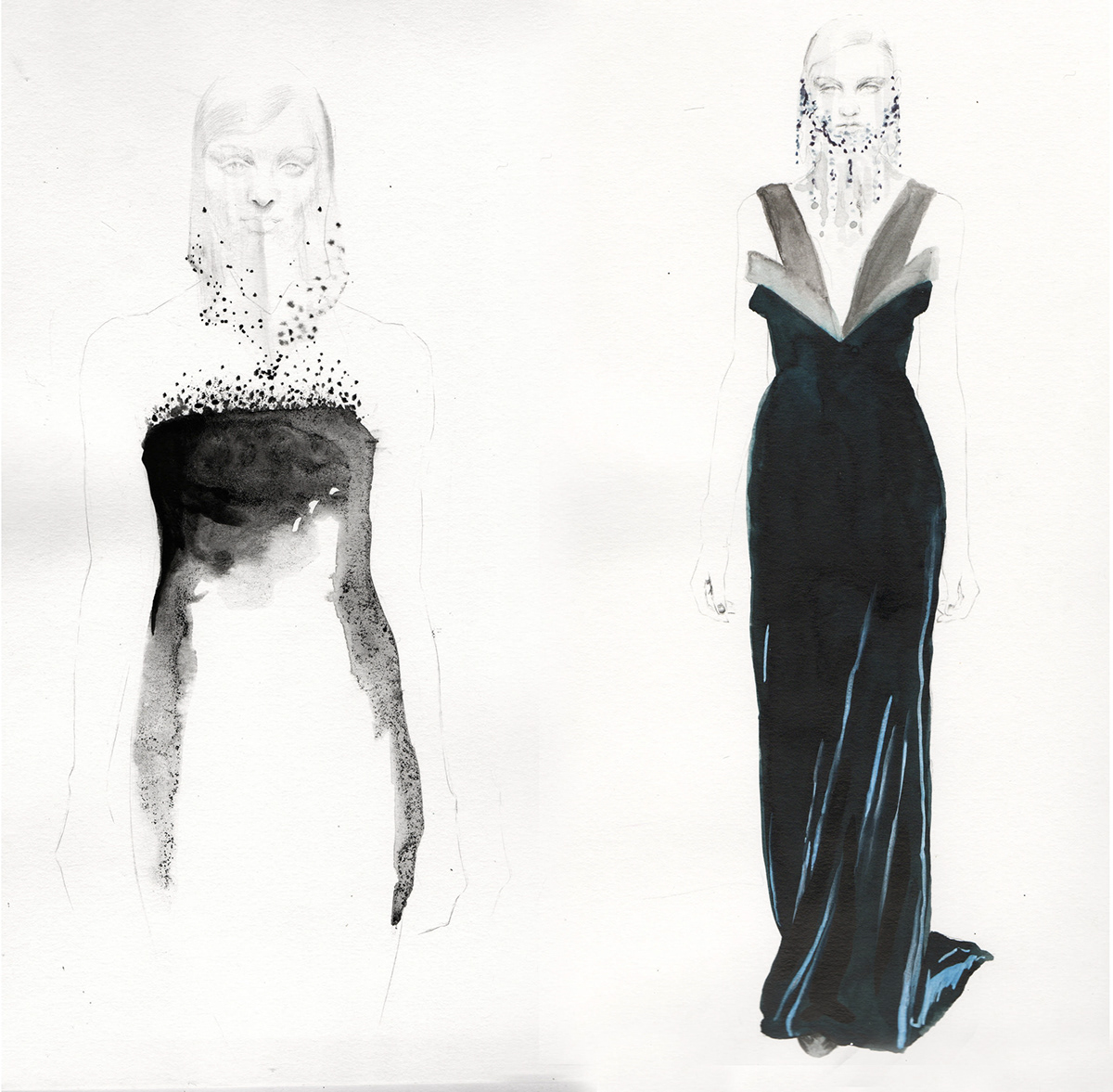 armani prive couture veils fashion illustration