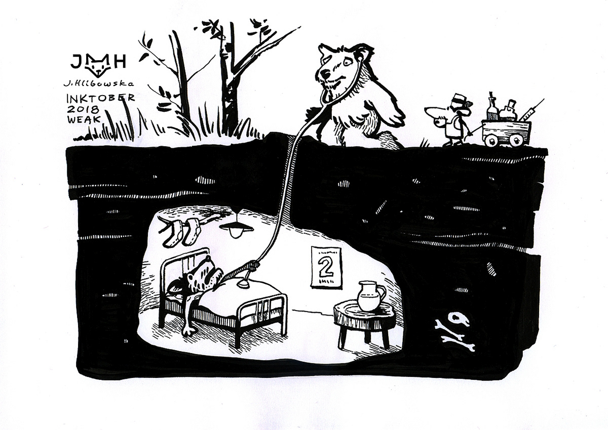 Justyna Hlibowska forest bear ink meerkat ILLUSTRATION  funny stories brush pen inktober mangaka