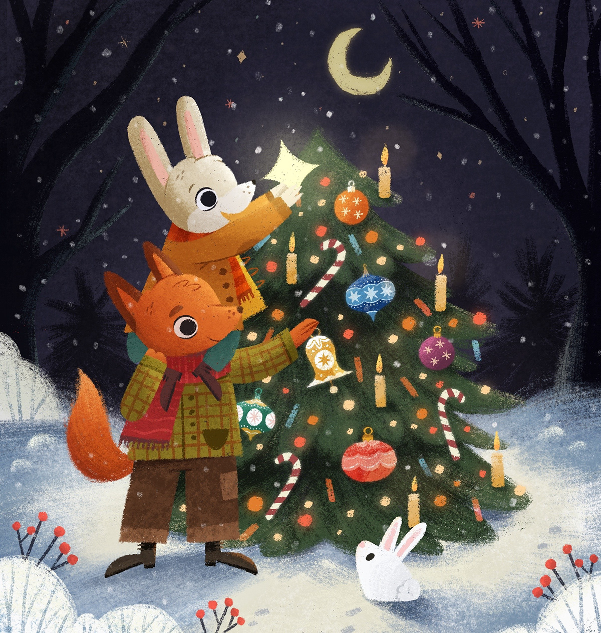 christmas Tree winter Character design  kidlit children illustration children's book kids digital illustration Christmas animals