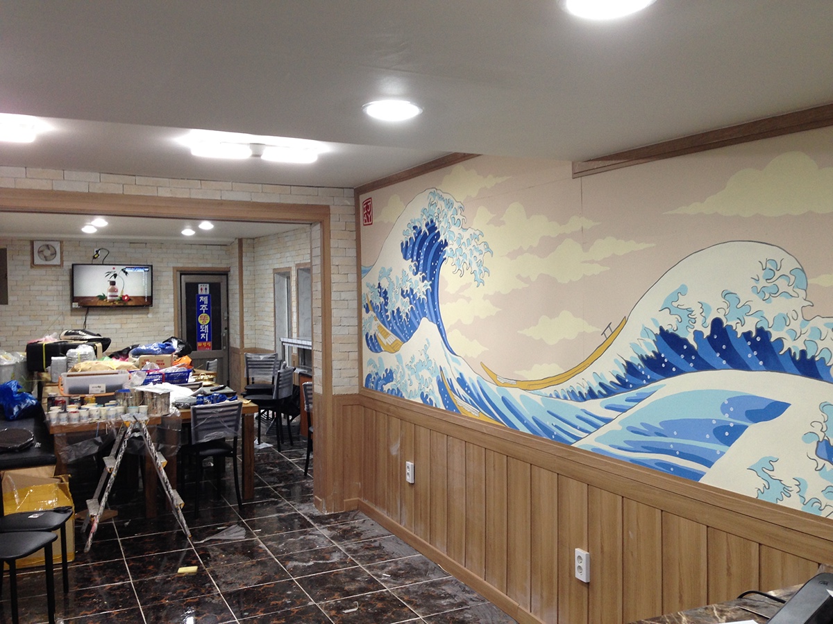 hokusai wave I-Jay   wall-painting