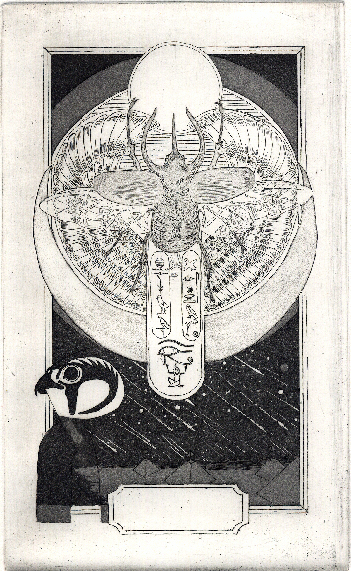 printmaking intaglio etching engraving aquatint tarot occult magician divination print animals Human Figure robot Technology redpyramids