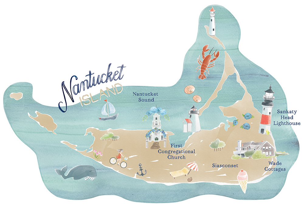 icon illustration icons illustrated map infographic map map design map illustration Nantucket nautical Travel