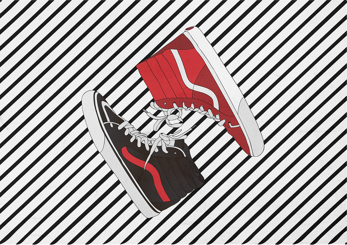 #nike   #Sneakers #new balance #vans #shoes   #illustrations #rain #red   #blue   #geometry 