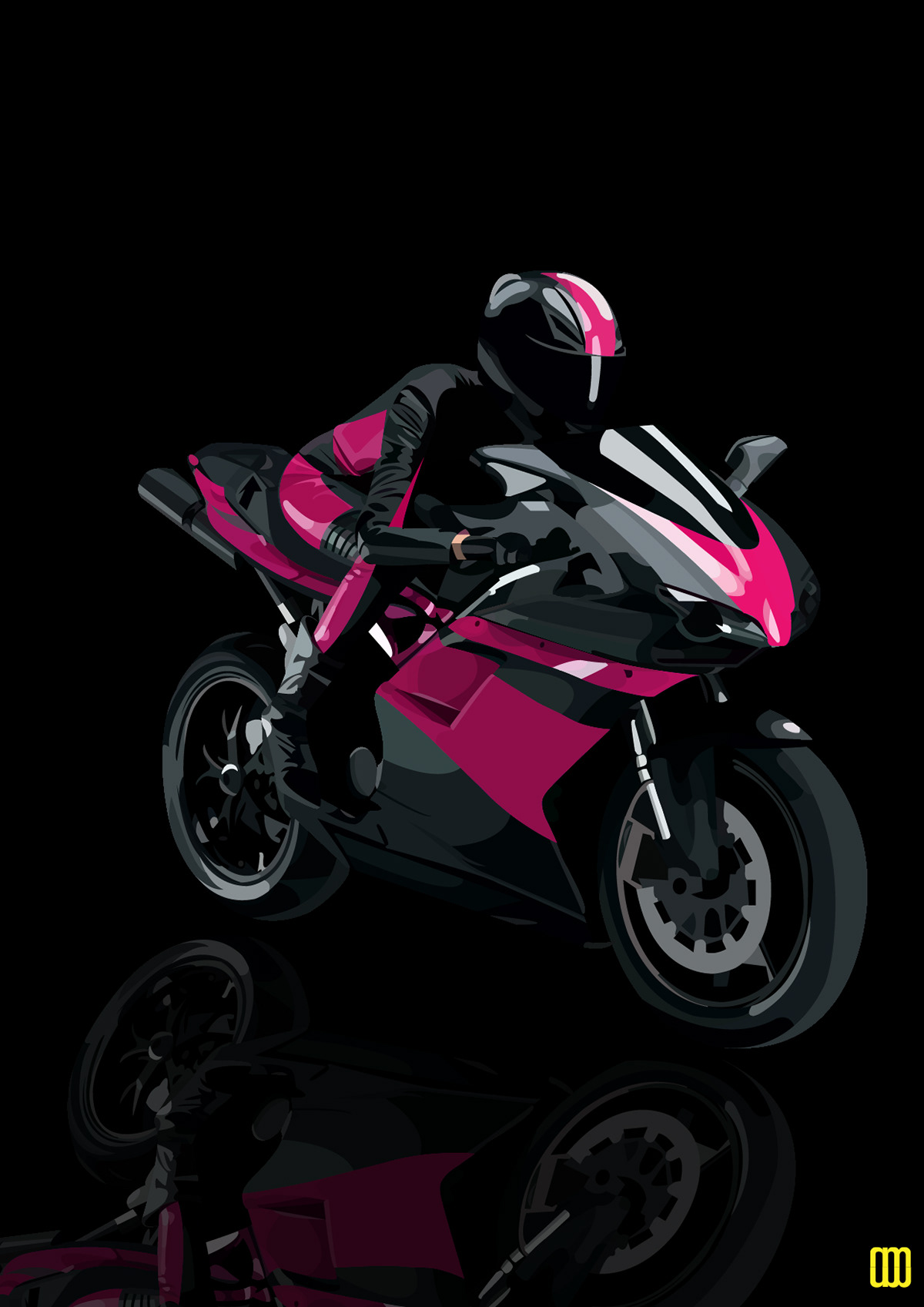 ride Bike pink black Illustrator vector art vector realistic Ducati graphic art adobe motocycle