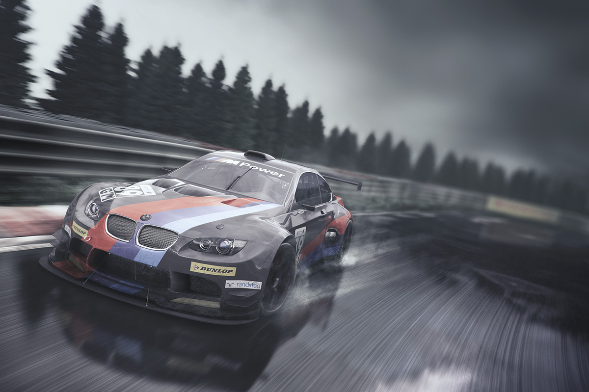 BMW M3 Racing car track Render automotive   3D driver motion