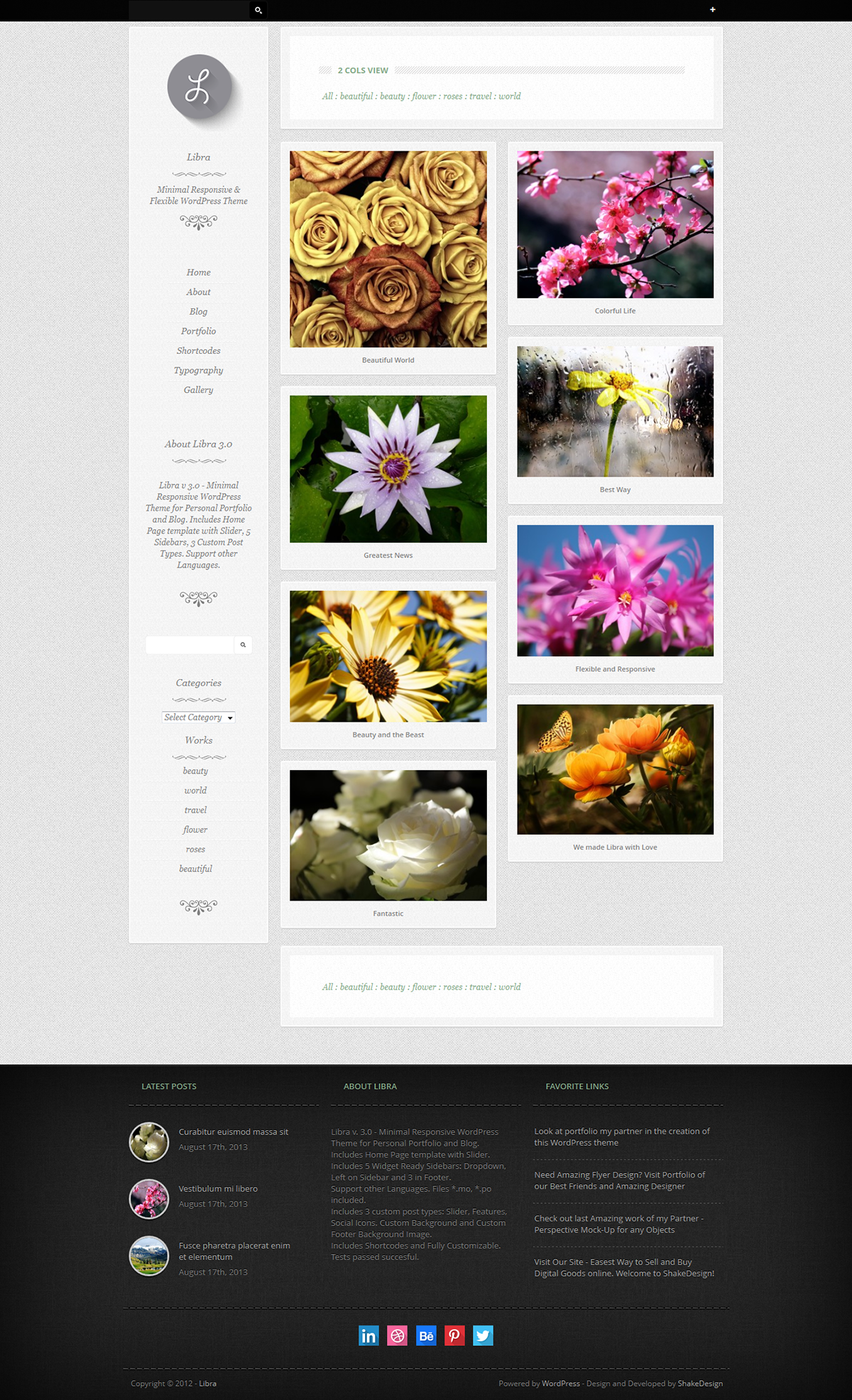 wordpress theme Responsive minimal portfolio Blog