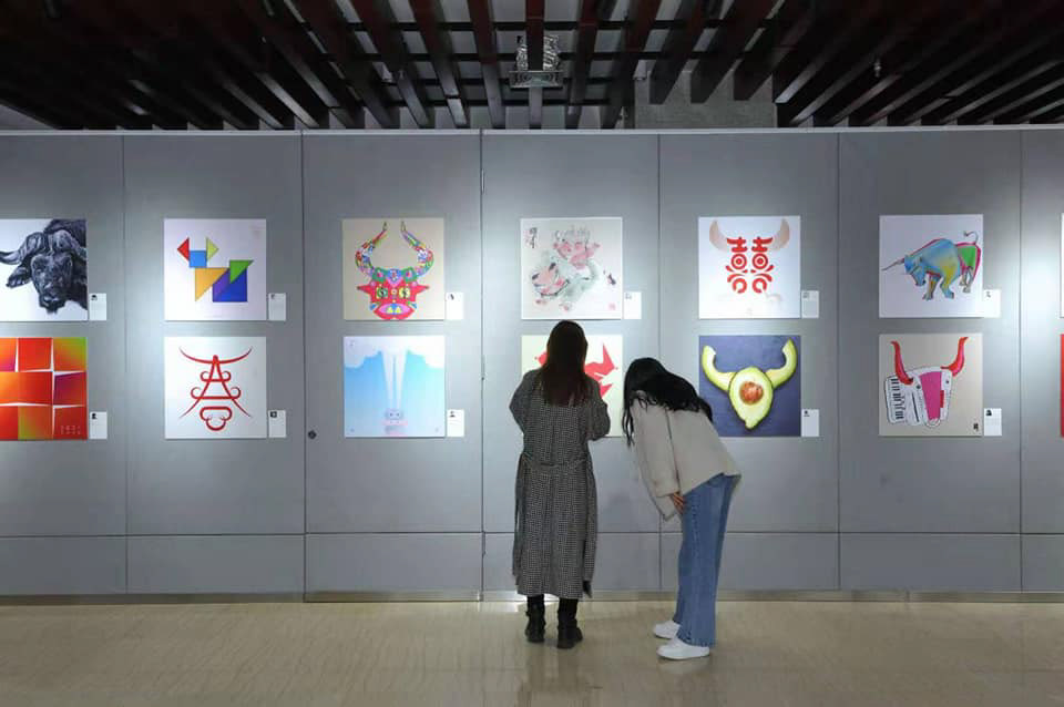 Chinese College design Francesco Mazzenga graphic design  Poster Exhibition 2020 Zodiac Cow