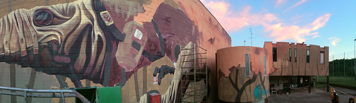 T rex radioactive spray urban art murales paint Rigeneration conceptart inspiration ILLUSTRATION 