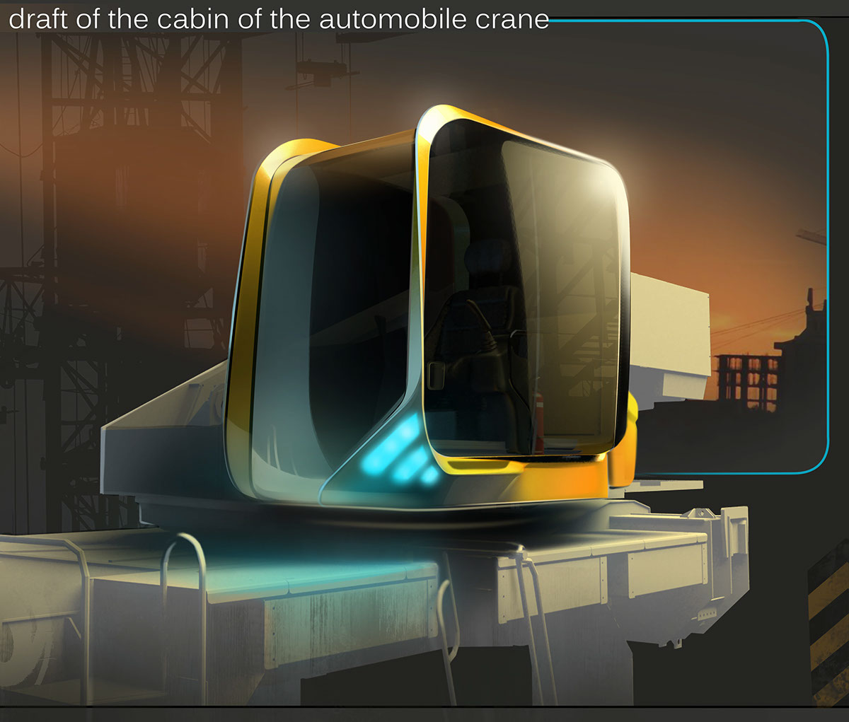 concept sketch cabin automobile crane industrial