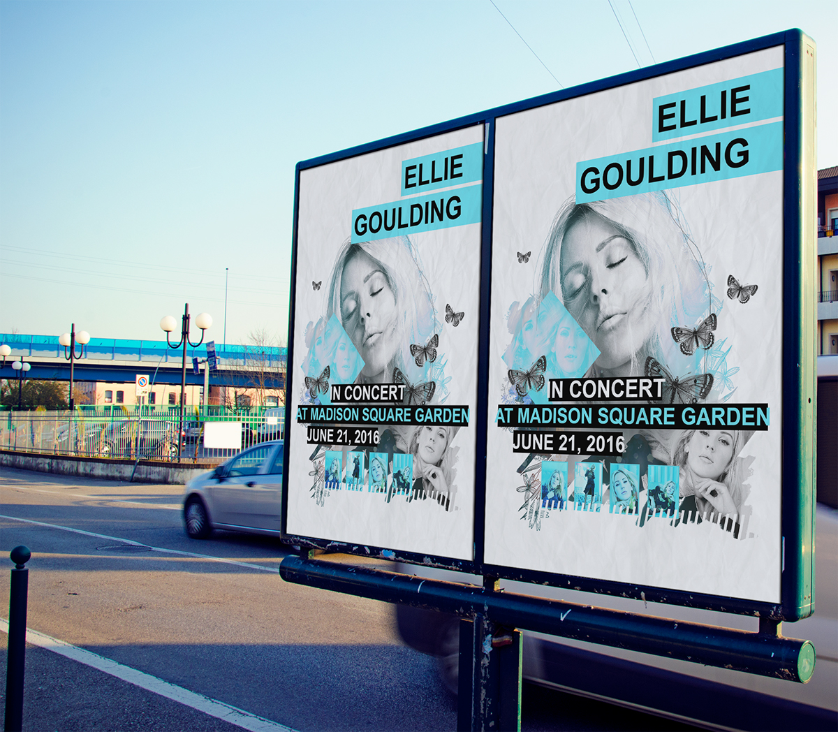 ellie goulding gig poster concert madison square garden The Garden new york city print poster blue butterfly