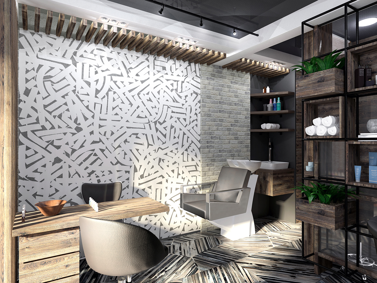 barber shop hairdresser's design interior design  visualization