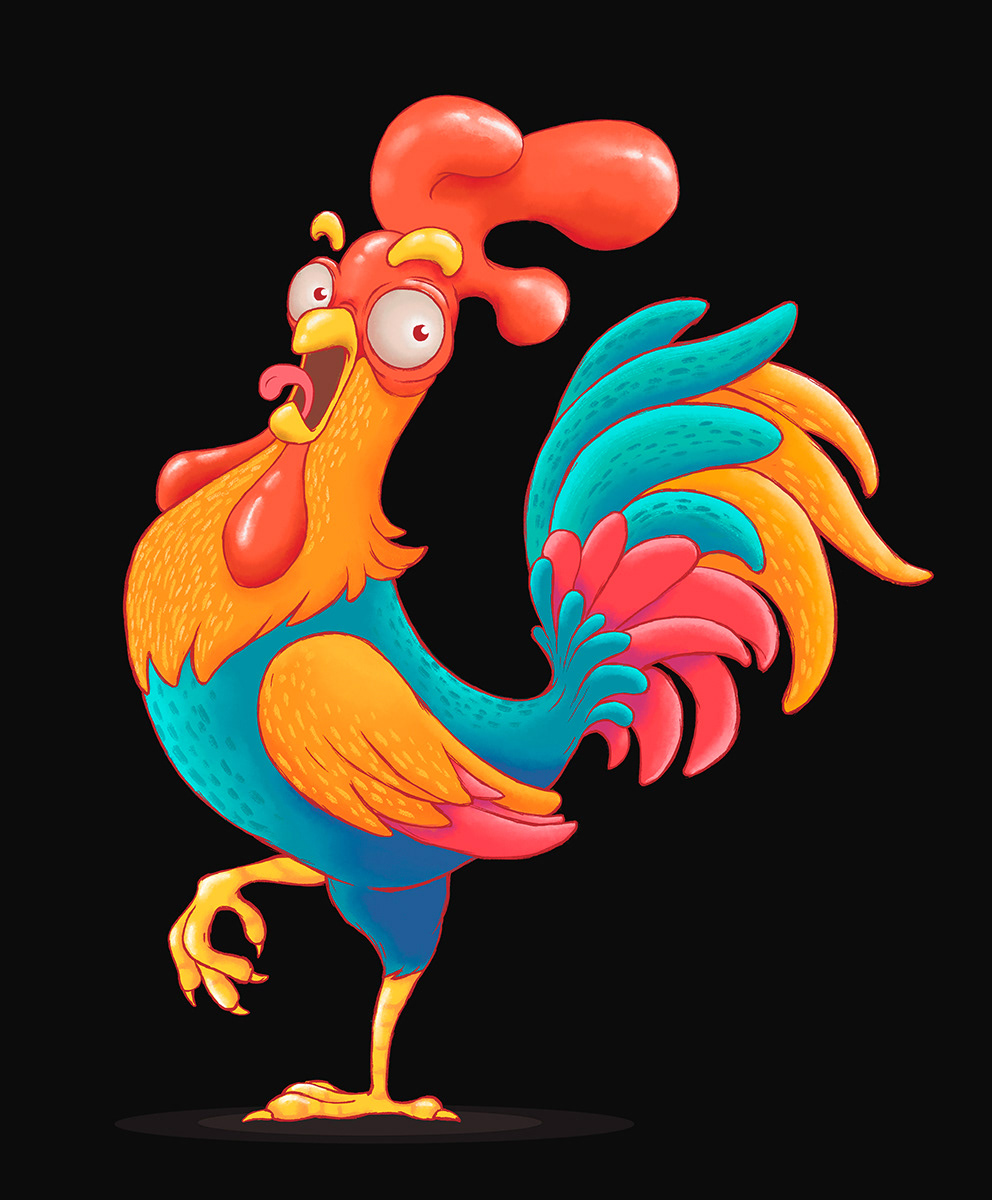 Rooster chicken bird Character cartoon.