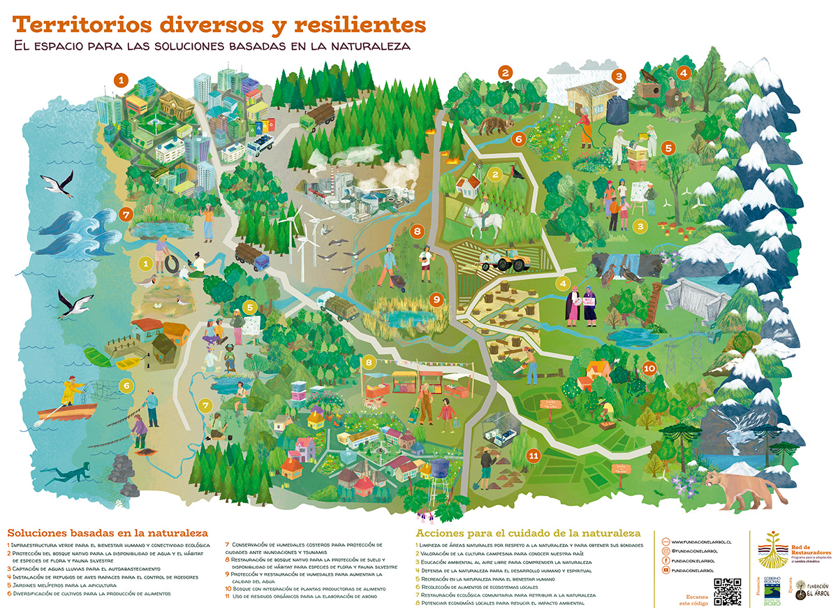 mapa ilustracion Digital Art  ILLUSTRATION  chile Ecology ecologia map