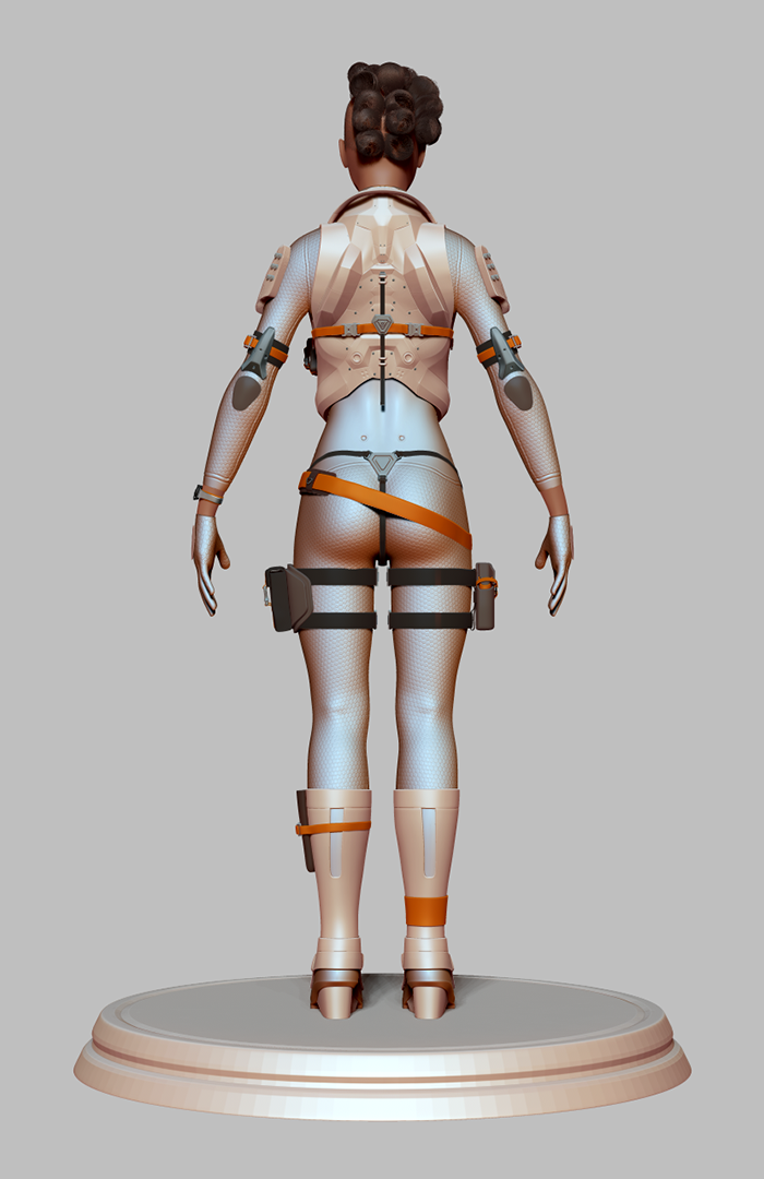 cobra Zbrush c4d Character female Pilot Fighter soldier Gun design pose turntable