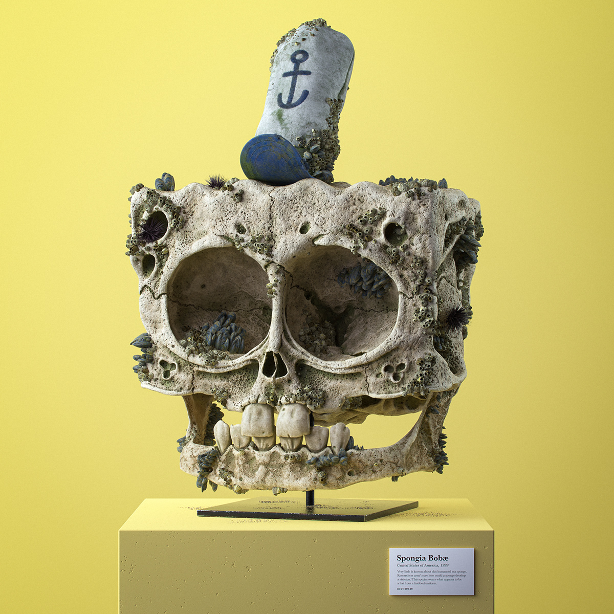 3d render cartoon cinema 4d culture disney ILLUSTRATION  pop realistic skull spongebob