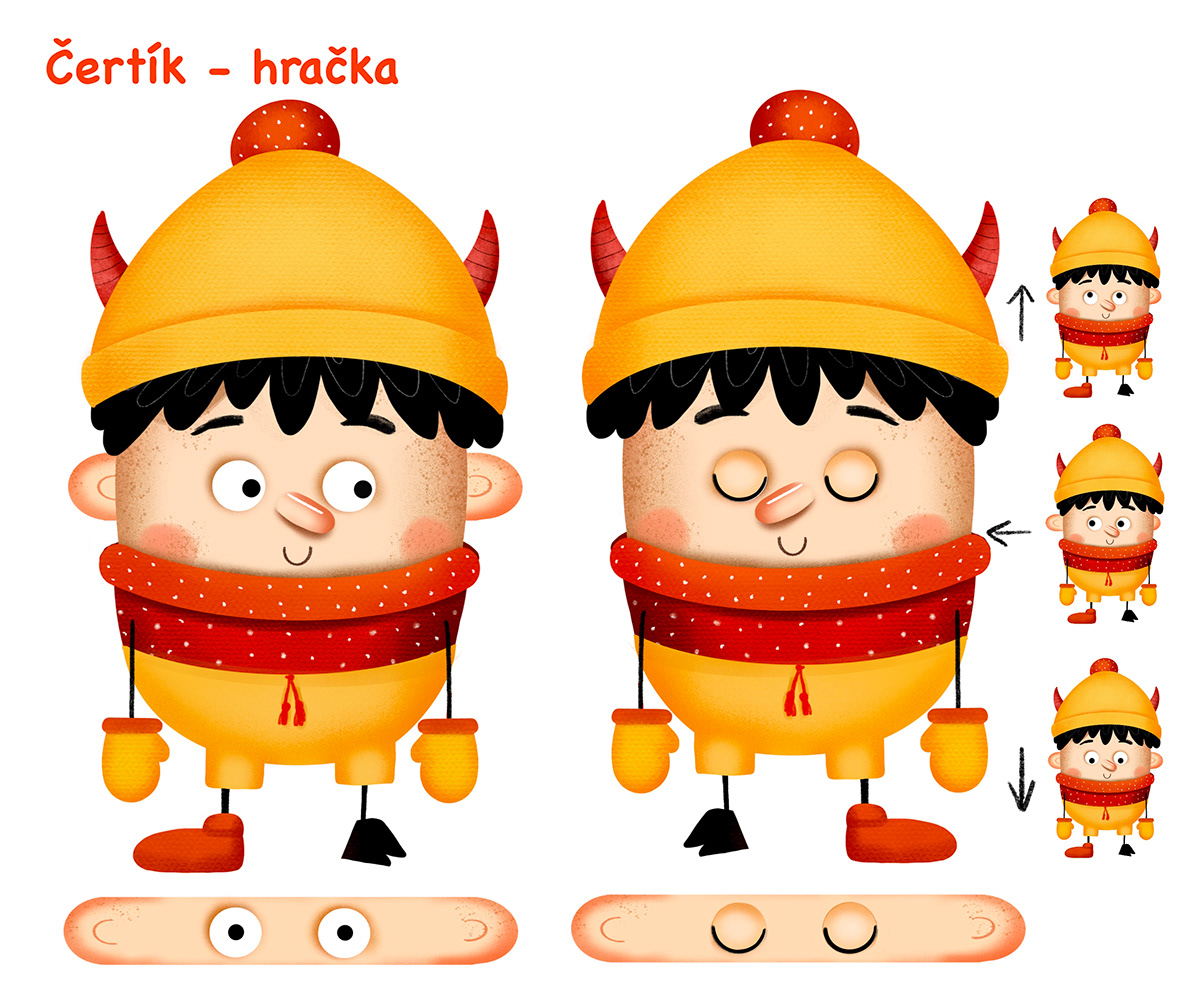 children ChildrenIllustration cute devil digital illustration Procreate toy winter