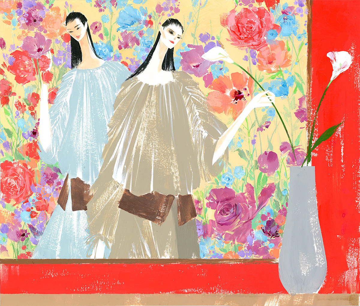 fashion illustration Beauty Illustration fashion sketch runway model loewe LVMH floral
