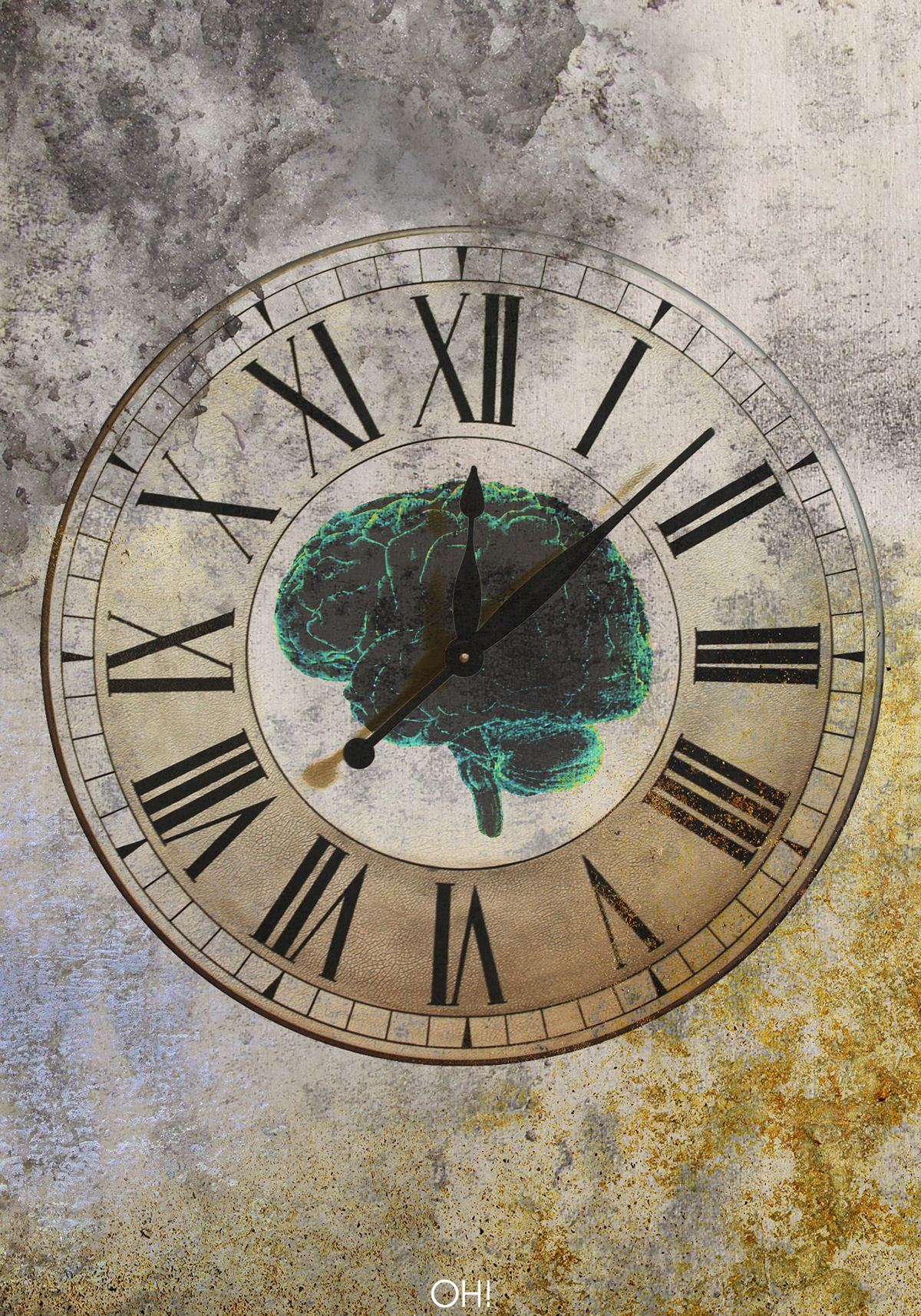 adobe photoshop graphic design art rust brain time clock