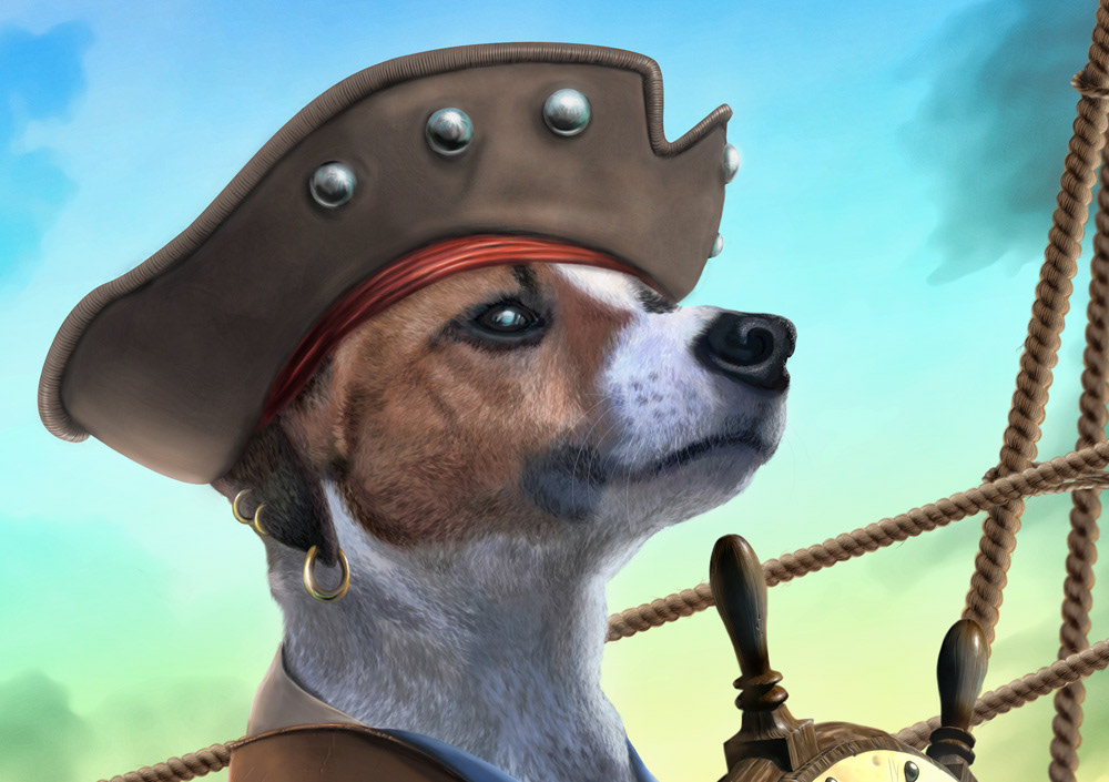 pirate Jack Russell dog canine animal art digital painting fantasy art anthro