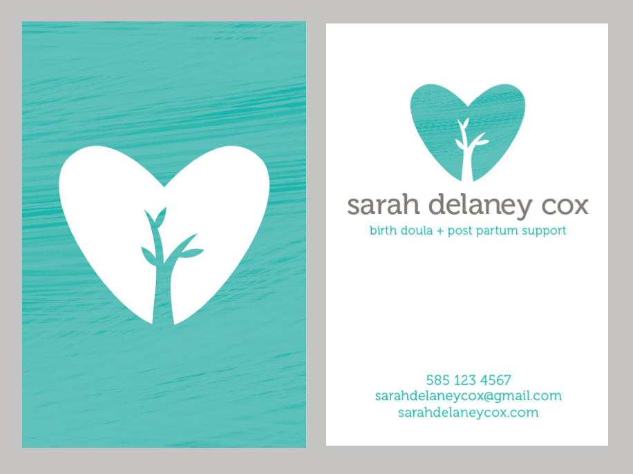 teal heart doula childcare Logo Design logo baby post partum brand Business Cards