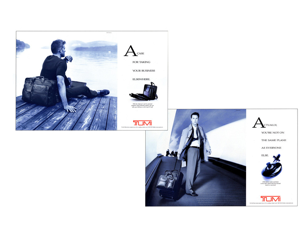 tumi luggage Travel catalog print advertising in-store Point of Sale Signage