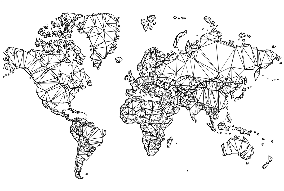 volver travel agency tesselation pattern triangulate World Map vinyl brochure
