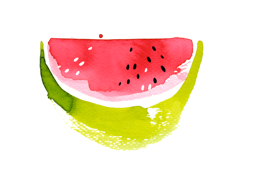#happy weekend melon red green Fruit fresh watercolor ink