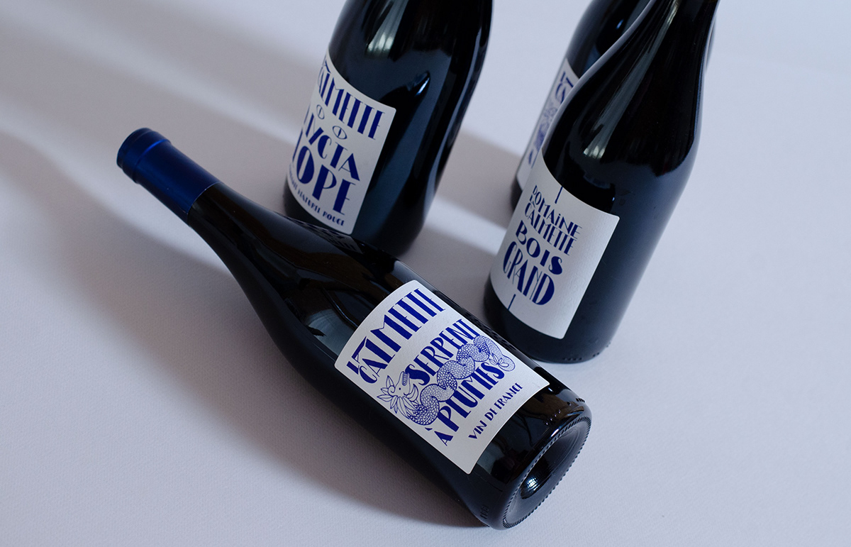 blue bottle french wine graphic design  HAND LETTERING ILLUSTRATION  Label lettering pantone Wines