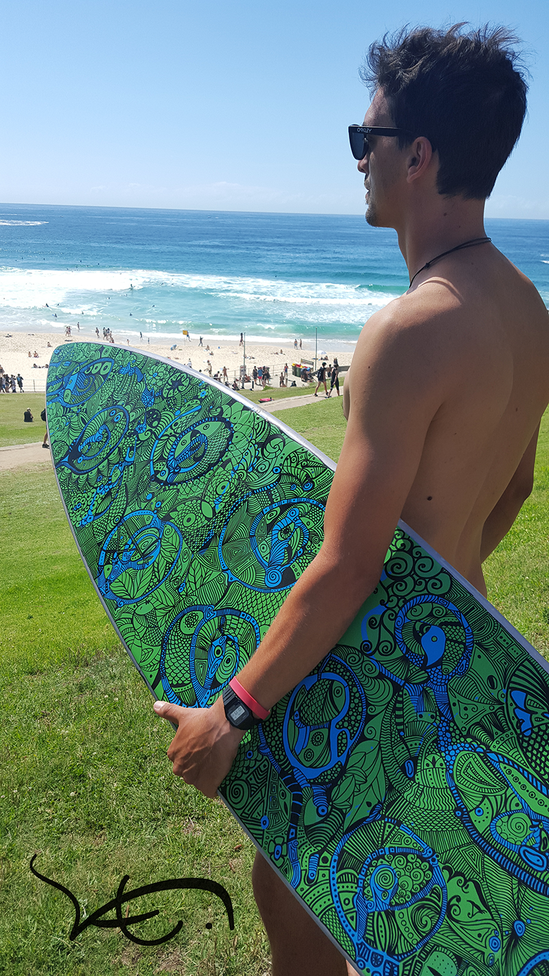painted surf art creative painting acrylic markers surfing Bondi Australia