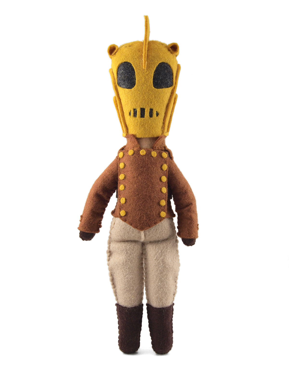 handmade felt doll Rocketeer plush toy disney portrait Helmet midcentury