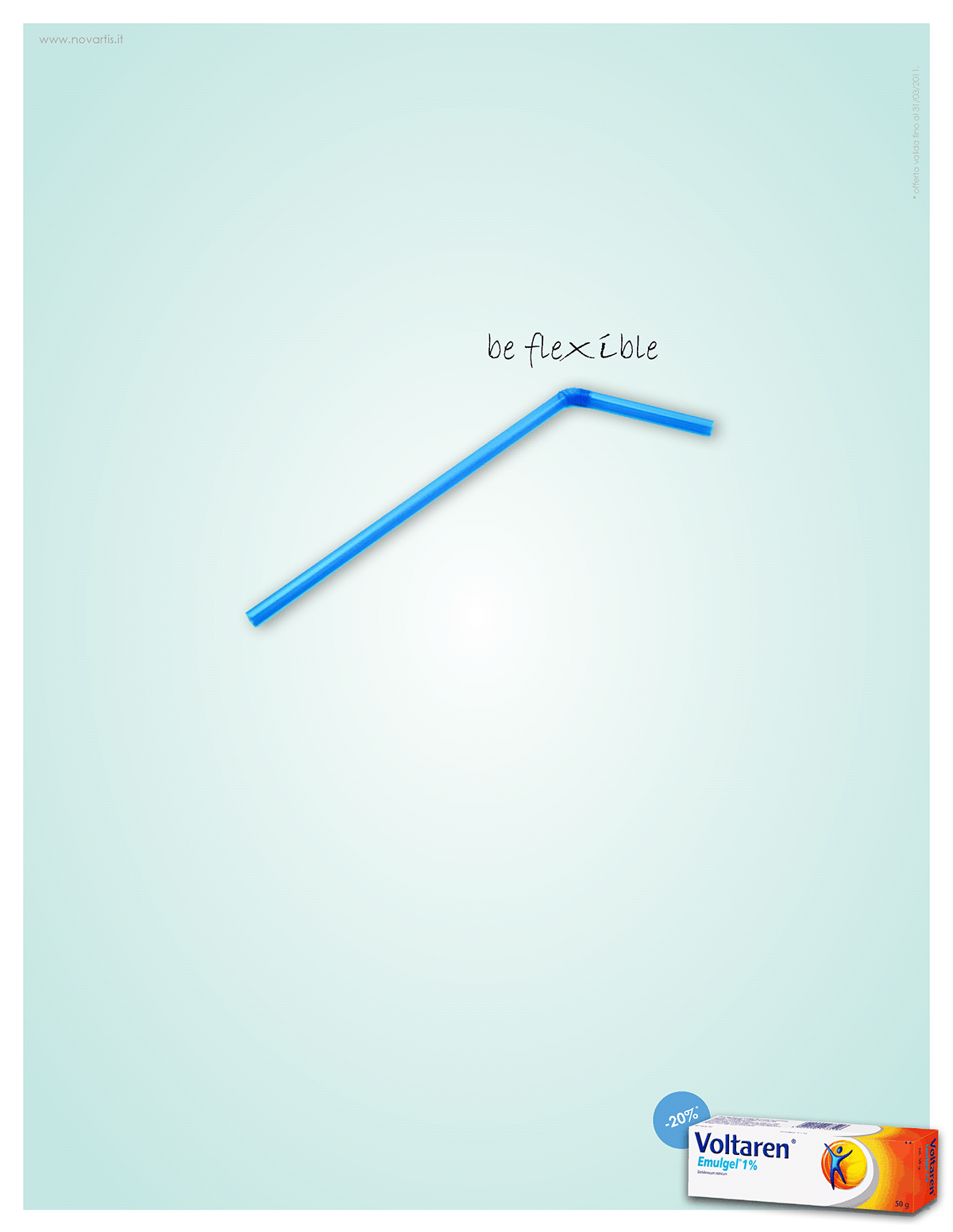 Voltaren cream campaign Limbo flexible ADV creative Creativity spring straw rubber flex