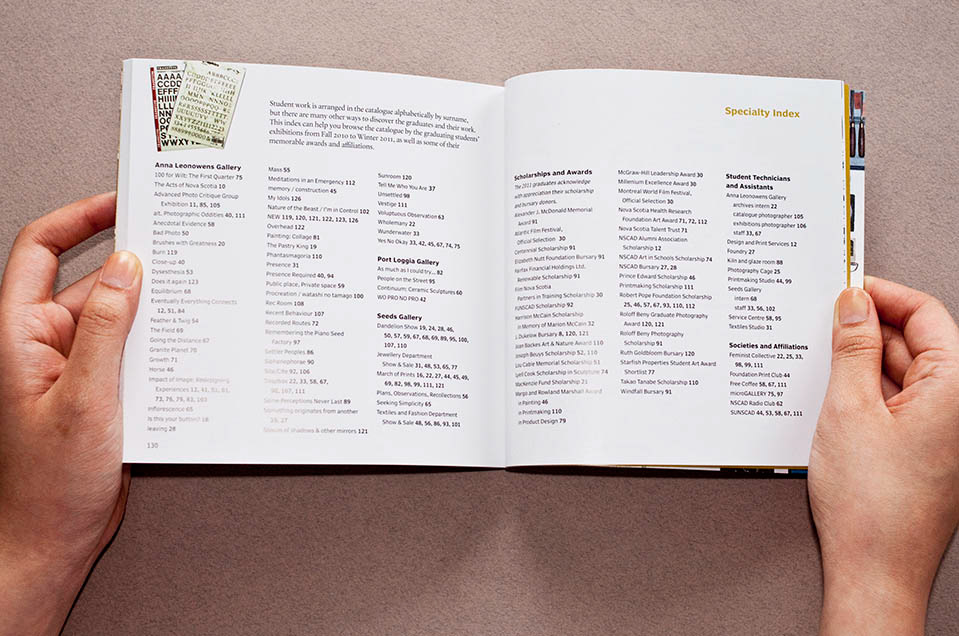 art catalogue Catalogue design fine art NSCAD University markmaking graduation graduation catalogue index