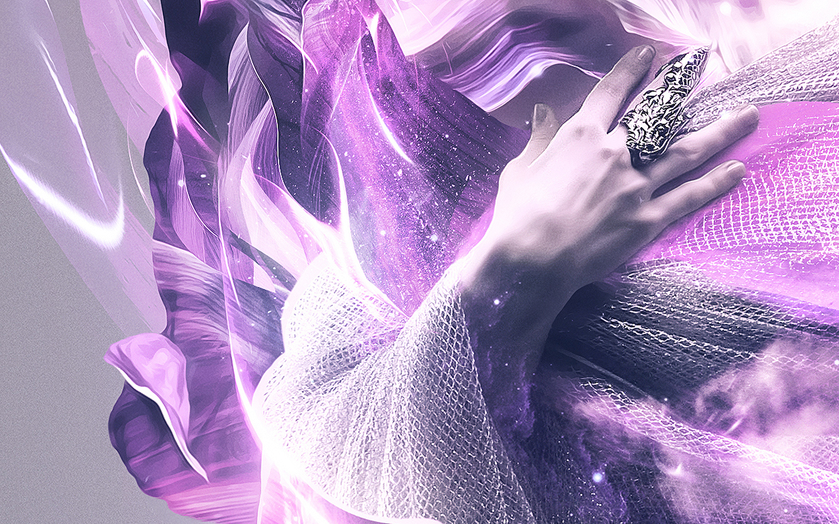 transcendence woman beauty purple pink spirit elegant passion Post Production photomanipulation abstract art Kevin Roodhorst shapes light effects
