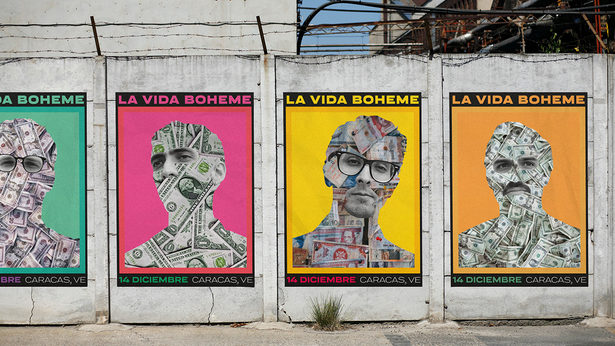 art art direction  collage concert cusica la vida boheme music music art poster venezuela