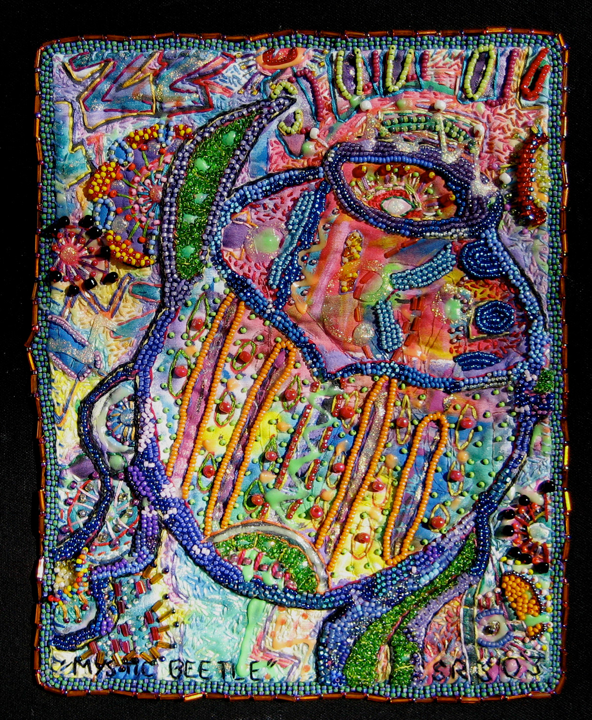 Embroidery  painting  textiles  fiber art mixed media beading